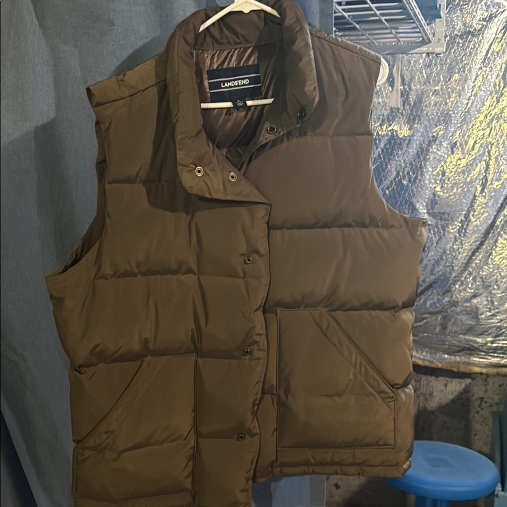 Lands' End Men's Brown Puffer Vest